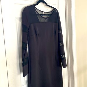 Black Mid Dress with Mesh Cut Out